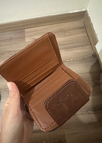 Kahverengi Deri Fermuarlı Kadın Cüzdanı