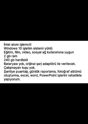 Beden Renk Beyaz Grundig Dizüstü Bilgisayar 1020 model