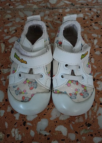 Beyaz Baskılı İlk Adım Ayakkabısı Velcro