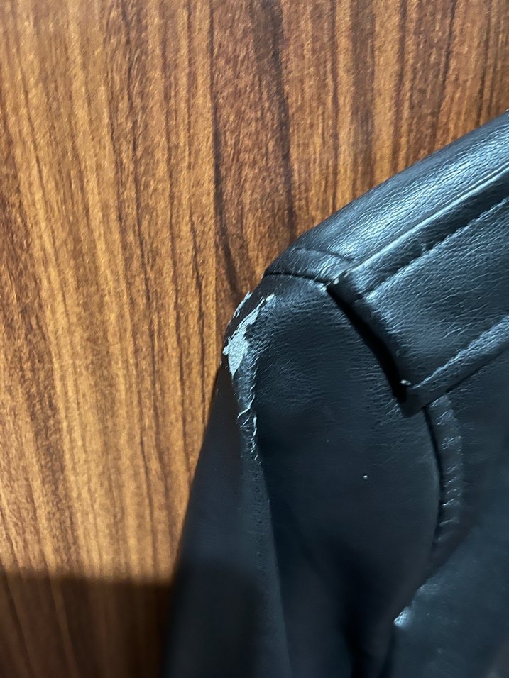 Kadın Siyah Deri Biker Ceket - Görsel 2