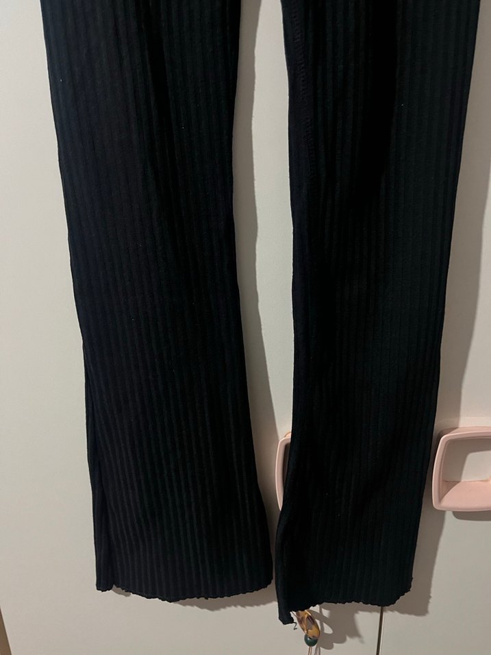 Dikişli Siyah Kadın Fitilli Pantolon - Görsel 5