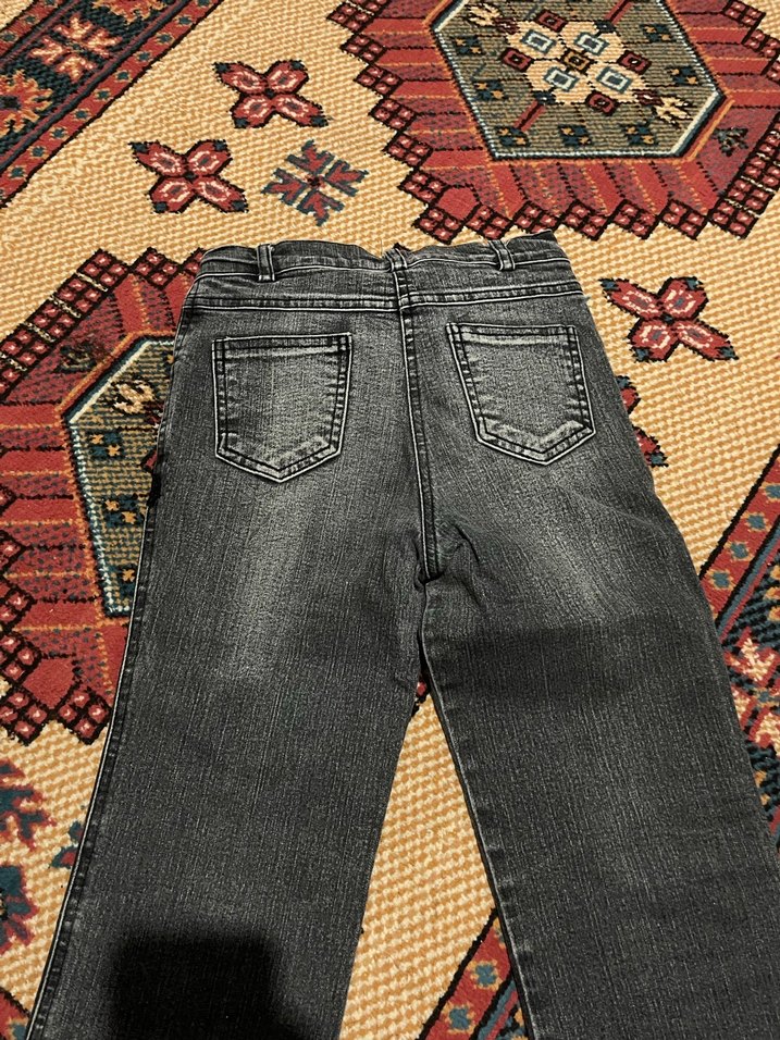 Siyah Bağcıklı Tie-Dye Bohem Kot Pantolon - Görsel 4