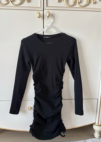 Siyah Uzun Kollu Mini Triko Elbise