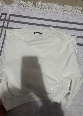 Beyaz Pamuklu Kadın Sweatshirt - Görsel 3