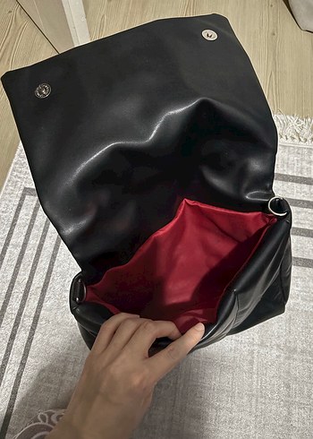 Siyah Deri Tokalı Kadın Çanta - Görsel 3