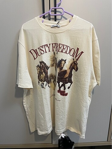 l Beden çeşitli Renk Zara oversize at baskılı tshirt