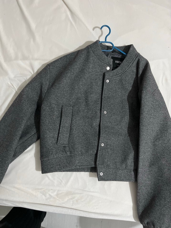 Gri Düğmeli Rahat Kadın Ceket - Görsel 2