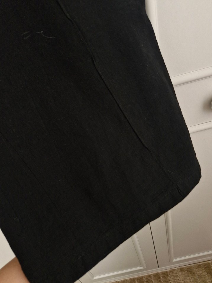 Siyah Kadın Keten bol Pantolon - Görsel 2