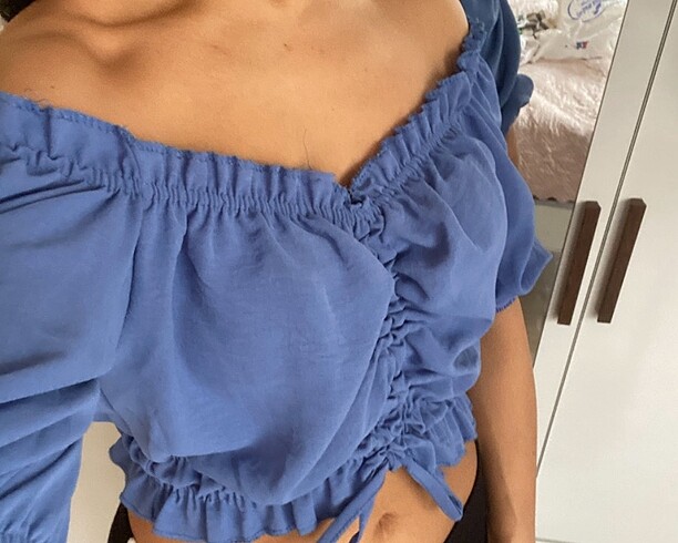 Crop mavi ust bustiyer
