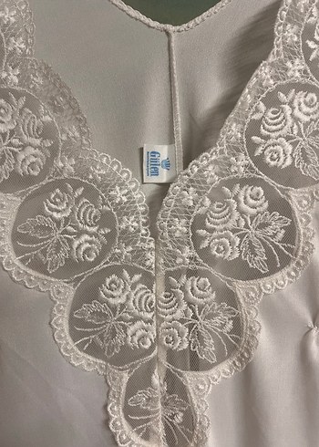 Uzun Beyaz Bohem Nakışlı Kadın Sabahlık kısa ve uzun gecelik - Görsel 2