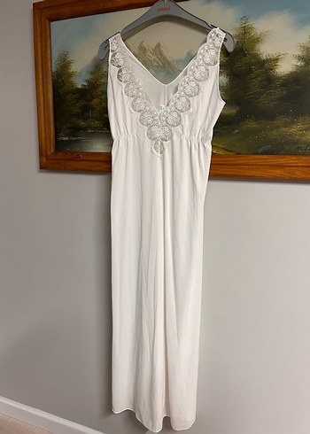 Uzun Beyaz Bohem Nakışlı Kadın Sabahlık kısa ve uzun gecelik - Görsel 7