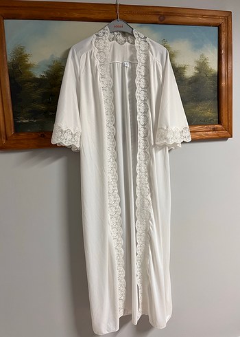 Uzun Beyaz Bohem Nakışlı Kadın Sabahlık kısa ve uzun gecelik - Görsel 4