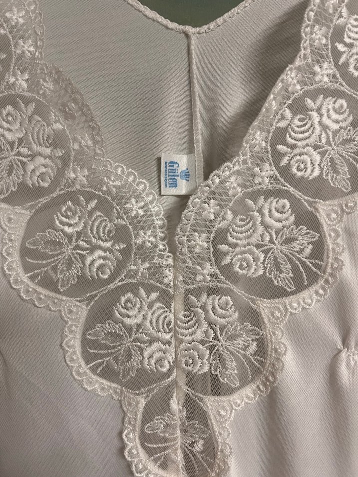 Uzun Beyaz Bohem Nakışlı Kadın Sabahlık kısa ve uzun gecelik - Görsel 2
