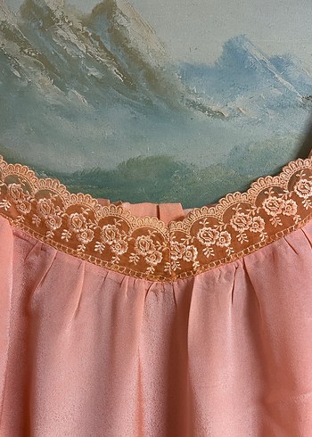 Pembe Nakışlı Bohem Uzun Askılı Gecelik ve sabahlık - Görsel 2