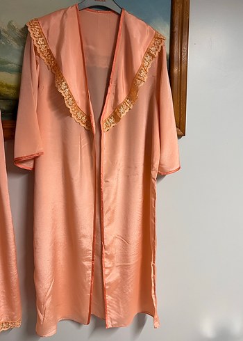 Pembe Nakışlı Bohem Uzun Askılı Gecelik ve sabahlık - Görsel 6