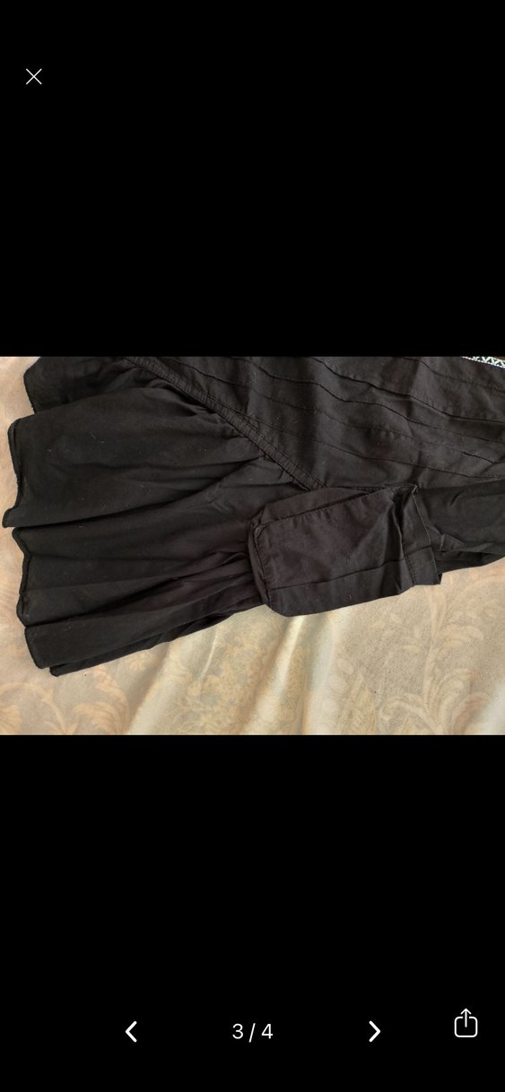 Boncuk İşlemeli Siyah Uzun Askılı vintage Elbise - Görsel 3