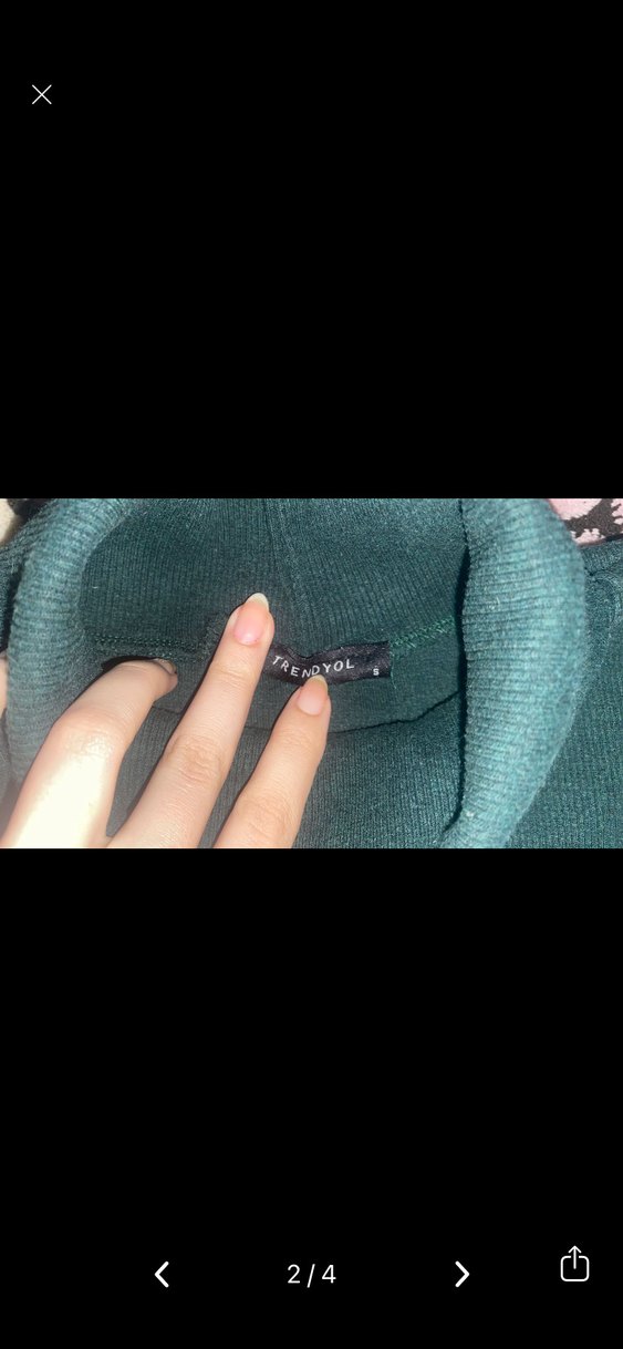 Yeşil Kadın Boğazlı Triko Kazak parmak geçirmeli - Görsel 2