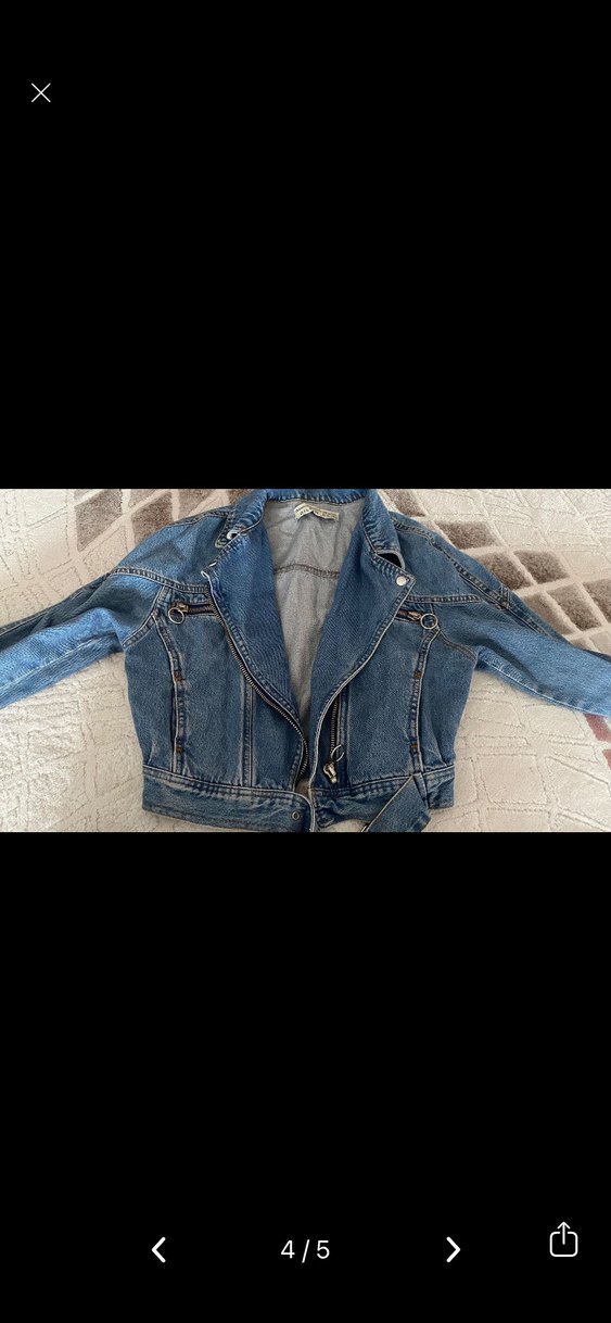 Dilvin Kadın Kot Ceket, Kemerli, Mavi crop S beden - Görsel 3