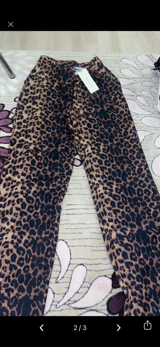 Leopar Desenli Bol Kesim Kadın Pantolon etiketli 34 - Görsel 2