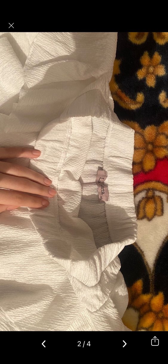 Viral la sarta Beyaz Keten Volanlı Mini Etek - Görsel 2