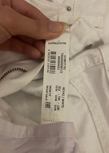 Beyaz Kadın mom fit  Pantolon 32/30 - Görsel 4