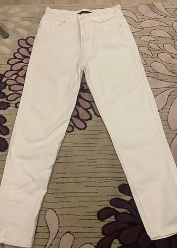 Beyaz Kadın mom fit  Pantolon 32/30 - Görsel 2
