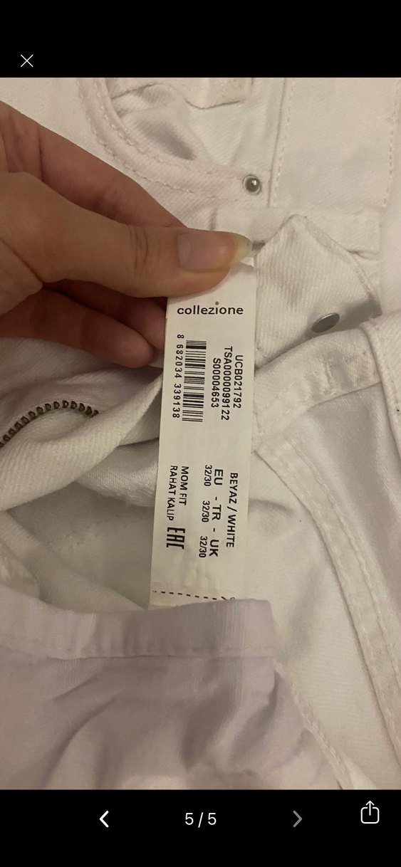 Beyaz Kadın mom fit  Pantolon 32/30 - Görsel 4