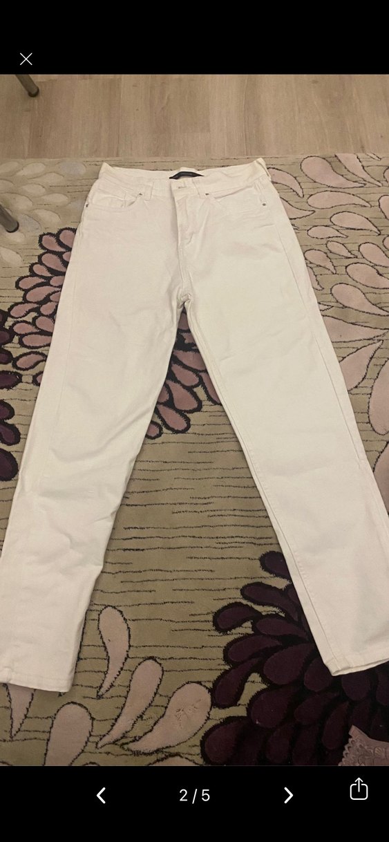 Beyaz Kadın mom fit  Pantolon 32/30 - Görsel 2