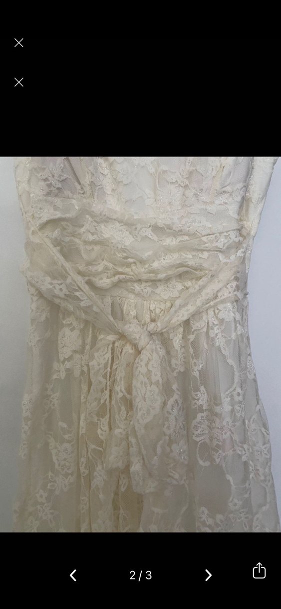 Dantel İşlemeli Beyaz Uzun Elbise - Görsel 2