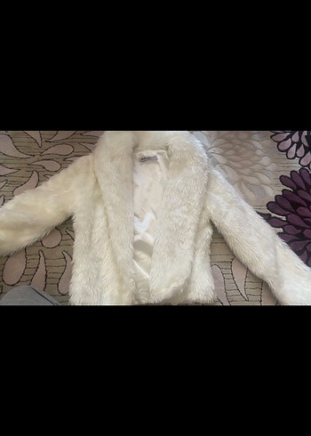 Beyaz Kadın Suni Kürk Ceket S M bedene uygun - Görsel 2