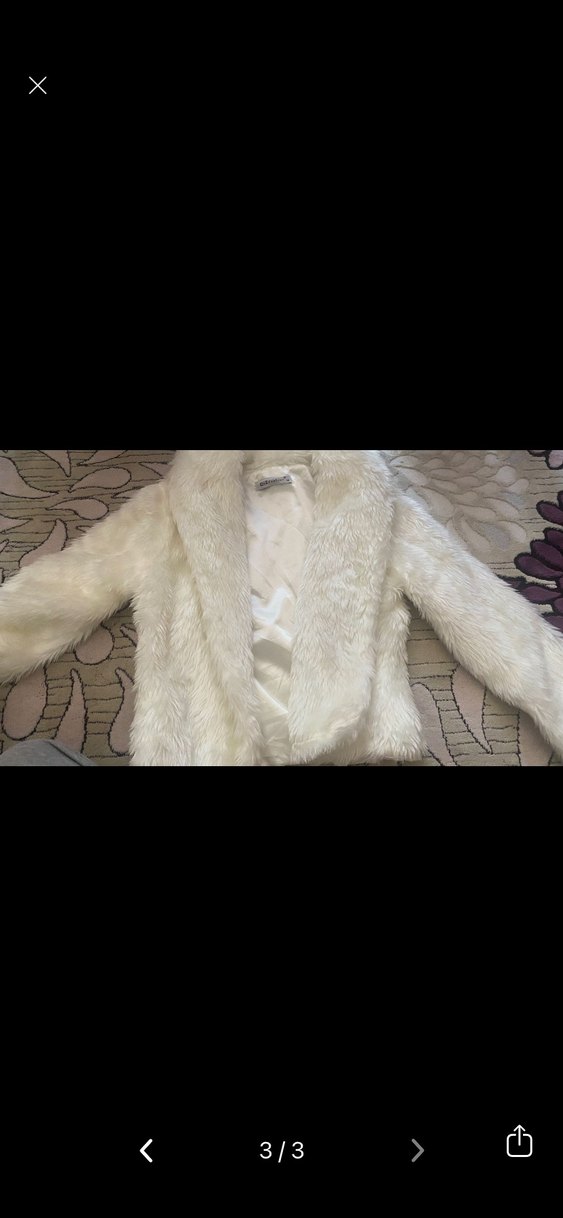 Beyaz Kadın Suni Kürk Ceket S M bedene uygun - Görsel 3