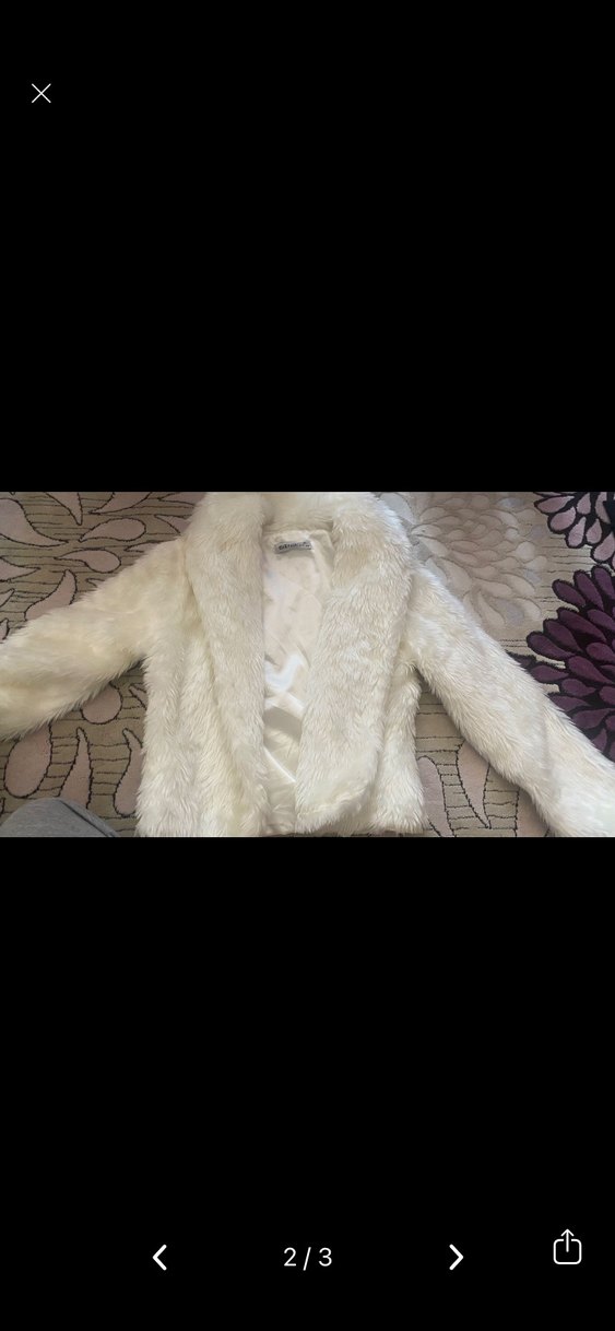 Beyaz Kadın Suni Kürk Ceket S M bedene uygun - Görsel 2