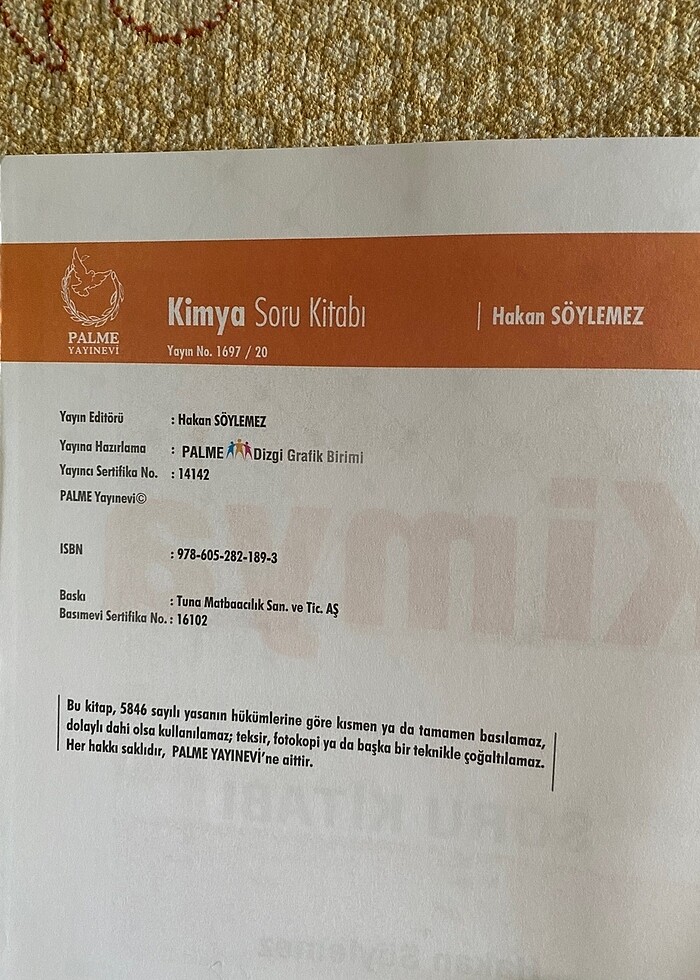 Ayt kimya soru bankası palme yayınları - Görsel 2