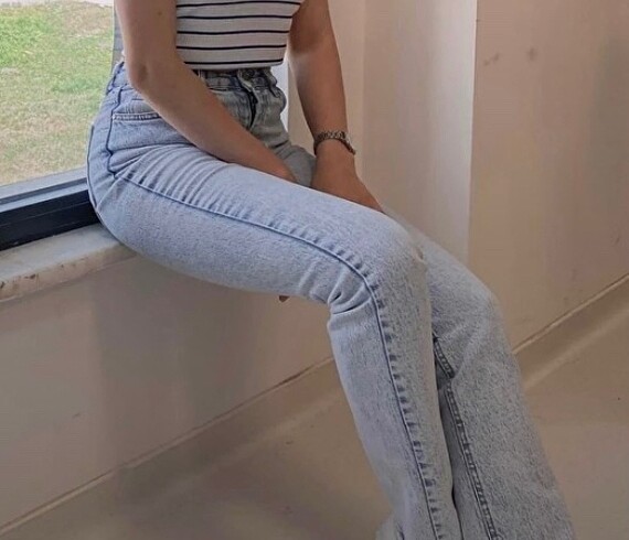 Açık mavi more sustainable yüksek bel jean