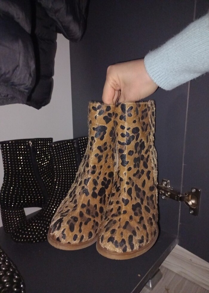 Pelinin Ayakkabıları Leopar Topuklu Bot - Görsel 2