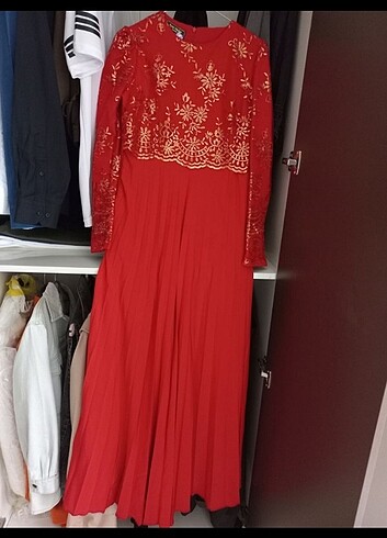Kırmızı Tesettür Abiye & Elbise - Görsel 2
