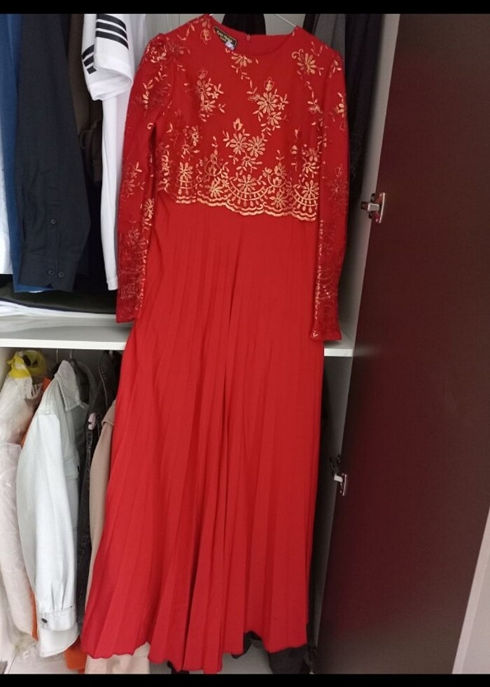 Kırmızı Tesettür Abiye & Elbise - Görsel 2