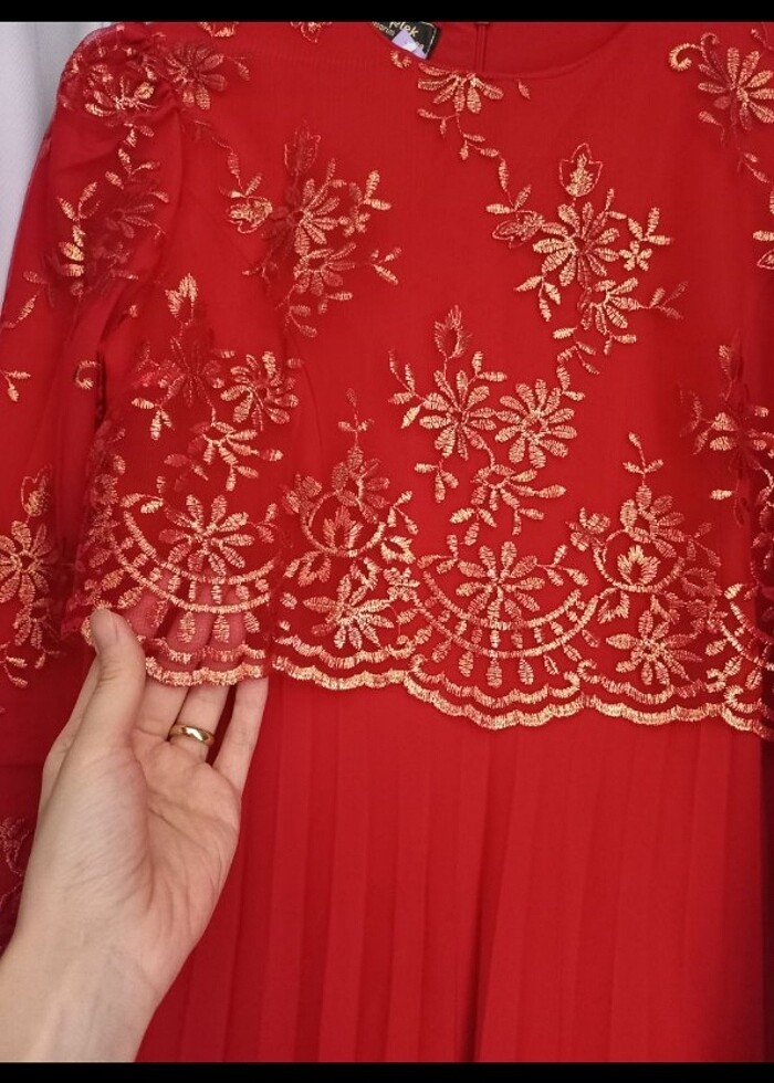 Kırmızı Tesettür Abiye & Elbise - Görsel 4