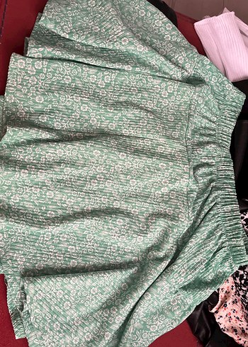 Piliseli Midi Bohem Yeşil Etek - Görsel 3