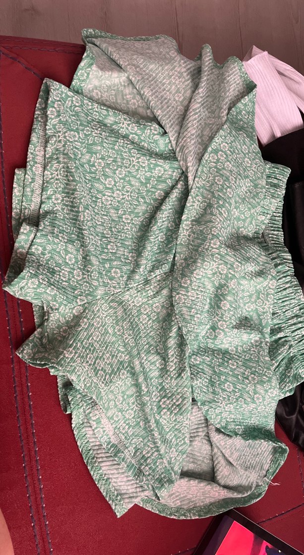 Piliseli Midi Bohem Yeşil Etek - Görsel 2