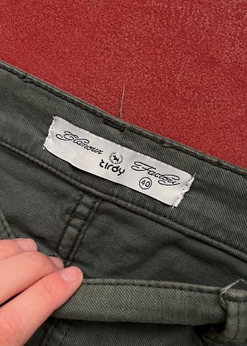 Düğmeli Haki Midi Keten Etek - Görsel 4