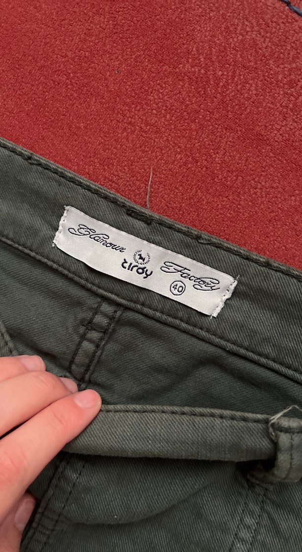 Düğmeli Haki Midi Keten Etek - Görsel 4