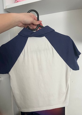 Kız Çocuk Lacivert Beyaz Polo Tişört - Görsel 2