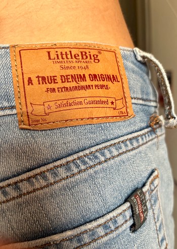 s Beden mavi Renk Mavi Bağlama Desenli Slim Fit Kadın Denim Pantolon