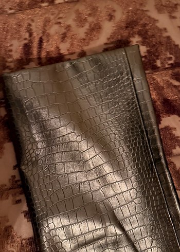 Deri Siyah Yılan Desenli Kemerli Pantolon - Görsel 7