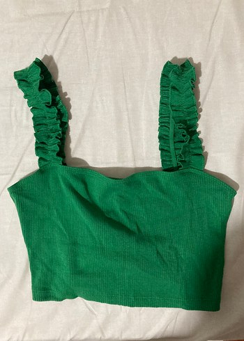 Fırfırlı Yeşil Crop Top