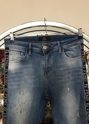 Fendi Orjinal Taşlı Şık jean Pantolon - Görsel 9