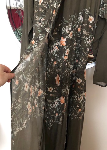 Çiçek Desenli Kruvaze Avelop Uzun Elbise - Görsel 2