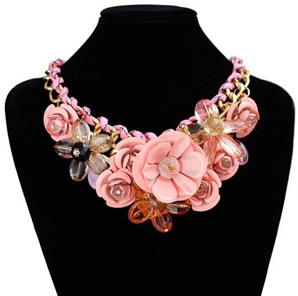Pembe Çiçek Zara Model Kolye