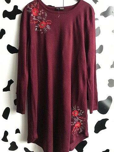 Bordo Triko Tunik Elbise
